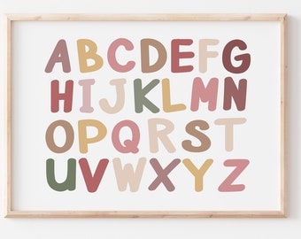 Alphabet Wall Art Kids Wall Art ABC Boho Printable Kids art Instant Download Nursery Printable Art Kids Room Play Room Wall Decor Printable