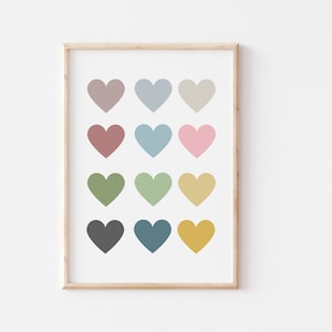 Heart Printable Nursery wall art Hearts Print for Kids Nursery Decor Heart Playroom Art Digital Print Download Baby Room Decor Heart