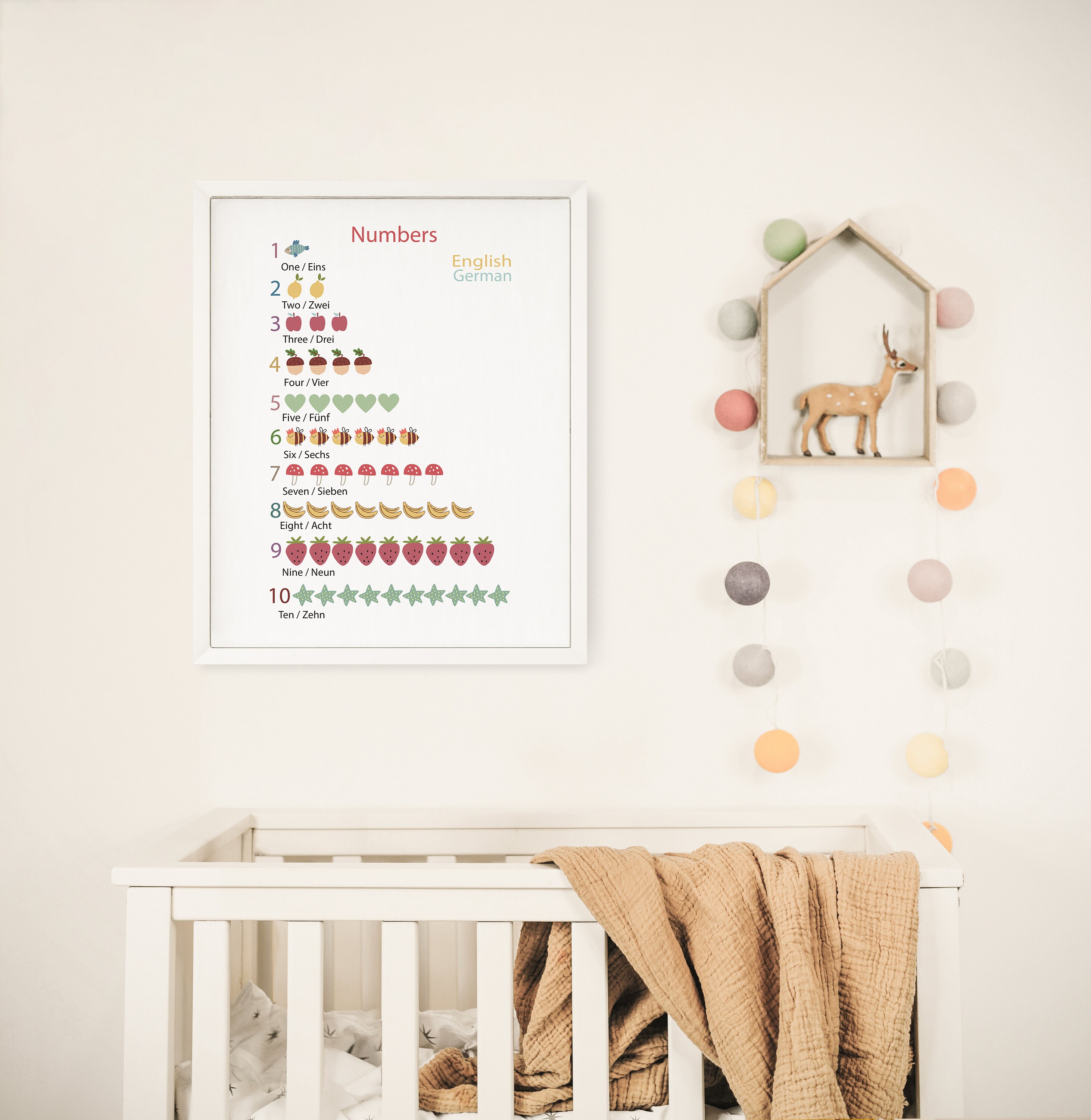 numbers english german printable for kids room wall art etsy