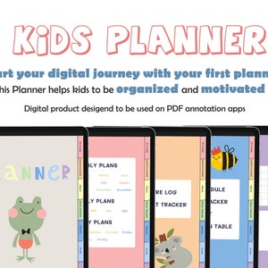 Kids digital planner, Kids Organizer, Digital planner for goodnotes, My first planner, Easy Planner, Mood tracker, Day planner, Notebook