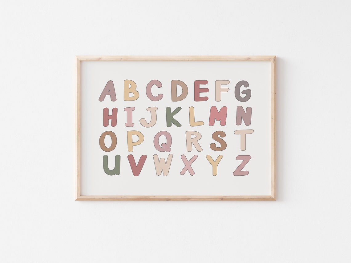 Alphabet Letters Kids Wall Art Printable ABC Boho Printable Weekdays ...