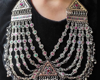 Vintage Afghan Kuchi Necklace, Afghan Bib Necklace, Kuchi Jewelry, Bib Necklace, Afghan Jewelry