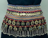 Vintage Kuchi Belly Dance Belt: Afghan Coins & Glass Stones  display picture 2