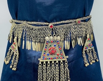 シルバーメッキのベリーダンスベルト l アンティークベルト l