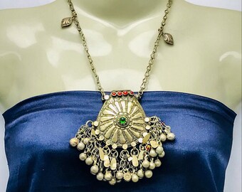 Vintage Afghaanse Kuchi-hangerketting: tribale bellen, boho-sieraden