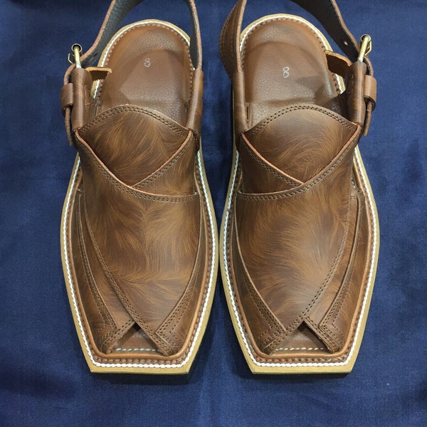 Brown Handmade Leather Peshawari Chappal, Men Sandals, Handmade Ethnic Peshawari Chappal, Brown Leather Gents Shoes