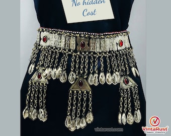 Afghani Kamar Bandh Waist Belt: Handmade Belly Chain with Glass Stones Afghani Kamar Bandh Waist Belt: Handmade Belly Chain With  main image 4