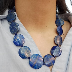 Lapis Lazuli Beaded Choker: Tribal Stone Necklace