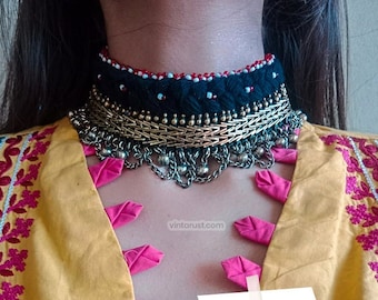 Vintage Kuchi Choker: Afghan Tribal Jewelry with Bells