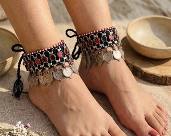 Afghan Handmade Anklet: Tribal Gypsy Foot Jewelry