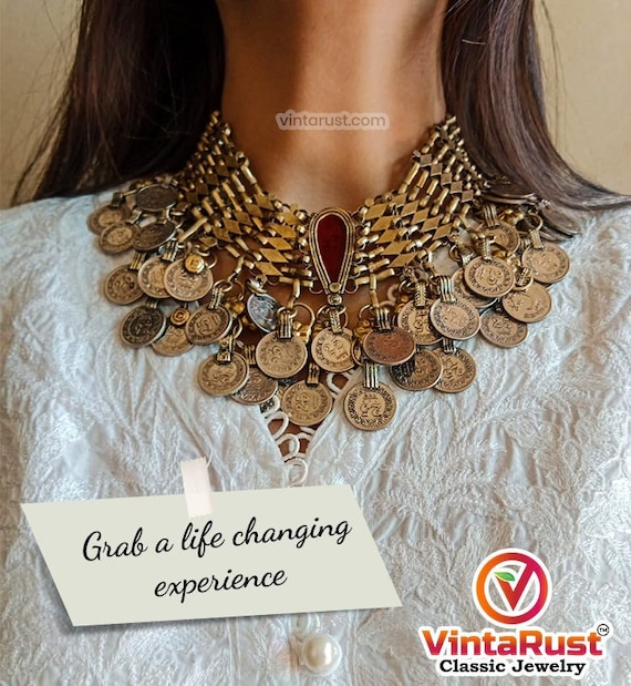 Afghan Vintage Coins Choker Necklace Vintage Coins Necklace Afghan Jewelry Kuchi Jewelry Old Coins Jewelry Etsy
