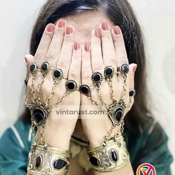 bracelet esclave vintage, bracelet avec anneaux, bracelet esclave afghan, bracelet ethnique, bijoux Boho, cadeau pour elle