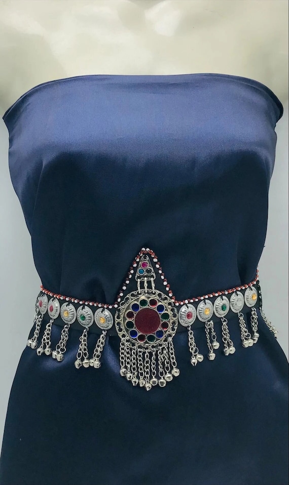 Silver Kuchi Tribal Belly Belt: Dance Body Jewelry With  display picture 1