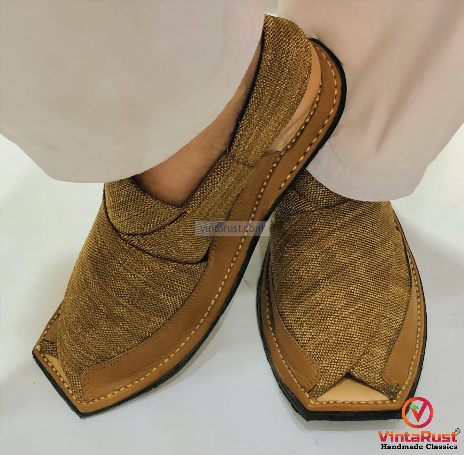 Handcrafted Brown Leather Peshawari Chappal Sandals: Classic Ethnic Footwear Kaptan Handmade Leather Peshawari Chappal/Sandal UK size 8  main image 2