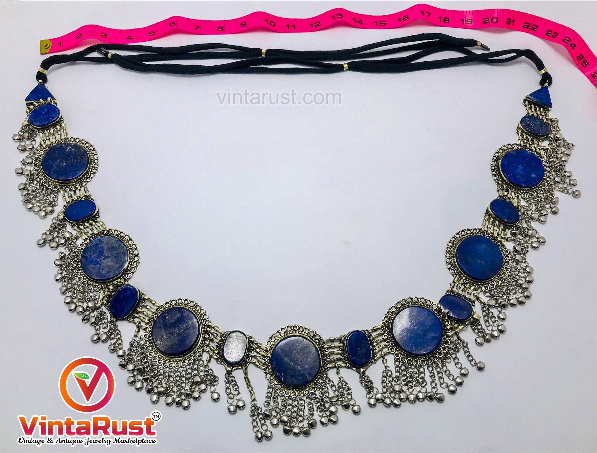 Lapis gypsy belly dance belt Lapis Stone Belly Dance Belt: Vintage Afghan Kuchi Tribal  main image 2