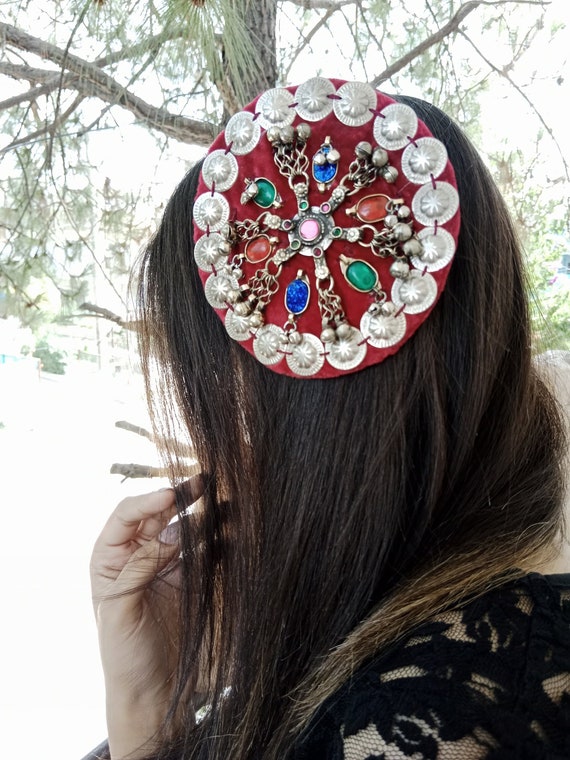 Red Ertugrul Inspired Hair Clip: Handmade Tribal Hair Pin  display picture 3