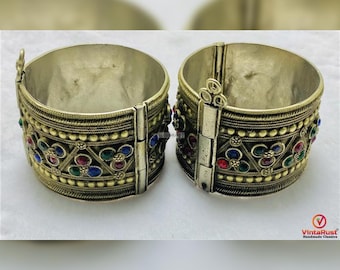 Afghan Kuchi Tribal Boho Cuff Bracelet: Vintage Afghan Ethnic Jewelry