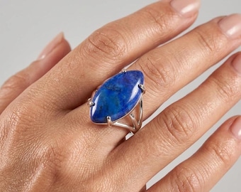 Natural Lapis Lazuli Stone Ring: Unisex Gemstone Ring