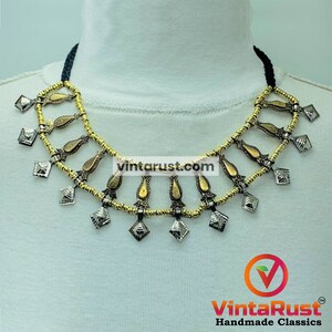 Handcrafted Tribal Necklace: Metal Beaded Ethnic Jewelry