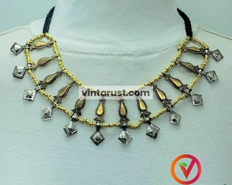 Handcrafted Tribal Necklace: Metal Beaded Ethnic Jewelry