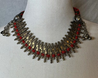 Tribal Choker Necklace, Ethnic Metal Necklace, Statement Collar Choker Necklace, Boho Costume Necklace, Wedding Jewelry