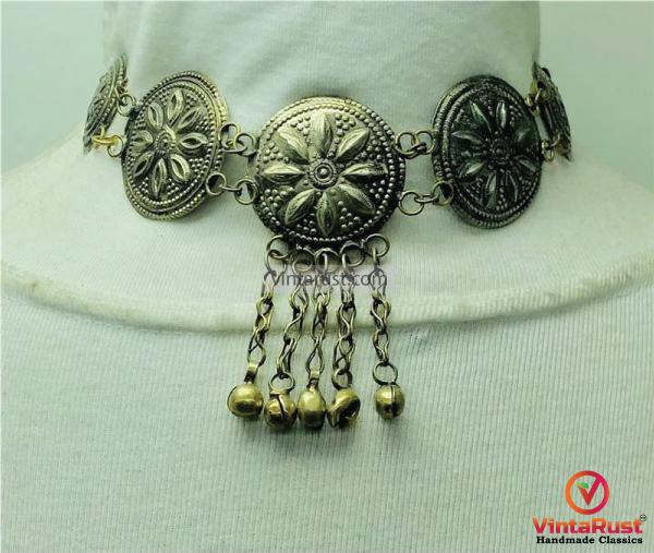 Kuchi Coin Necklace Belt Tribal silver bell jingle belly dancer Accessories | Kuchi Coin Necklace Belt Tribal Silver Bell  main image 4