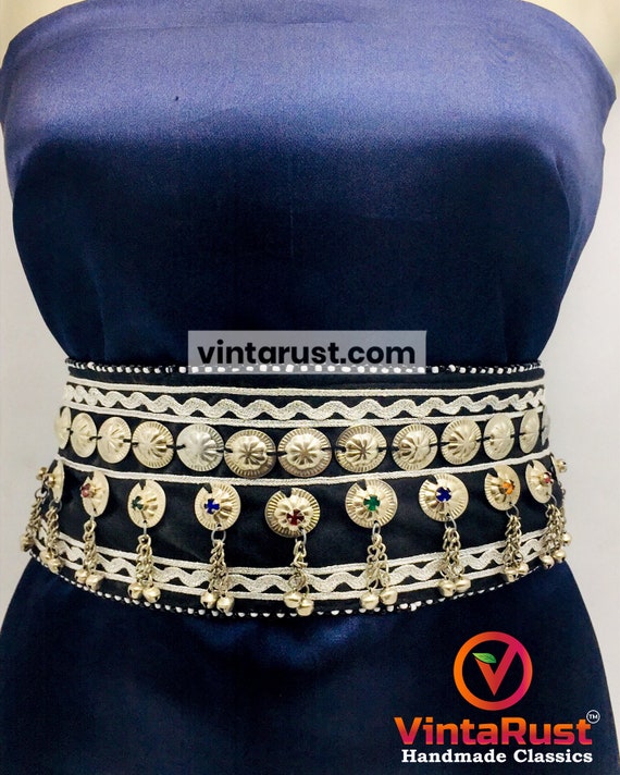 Vintage Afghan Belly Dance Belt: Tribal Boho Belt With Bells  display picture 1