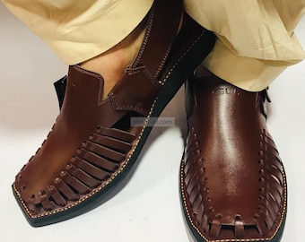 Dark Brown Leather Peshawari Chappal: Handmade Men's Sandals