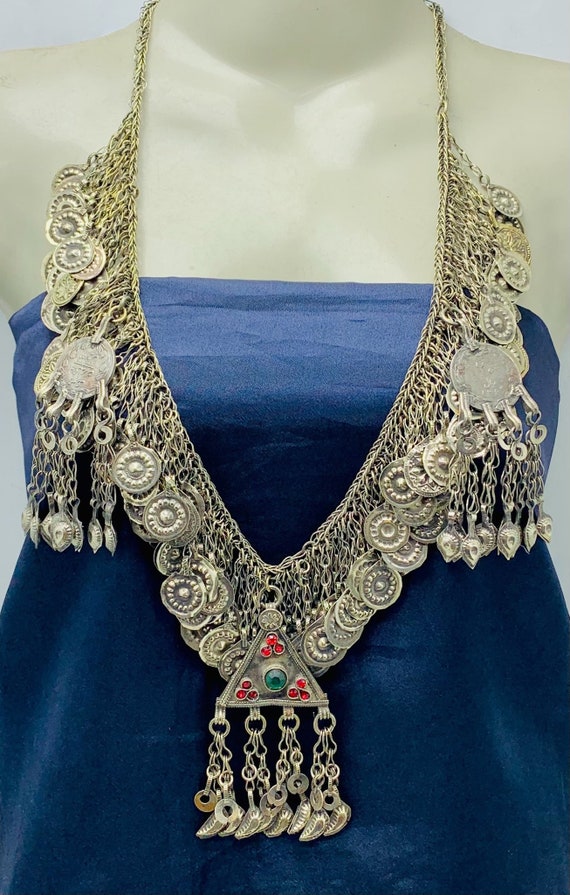 Tribal Kuchi Necklace, Silver Necklace With Dangl… - image 4