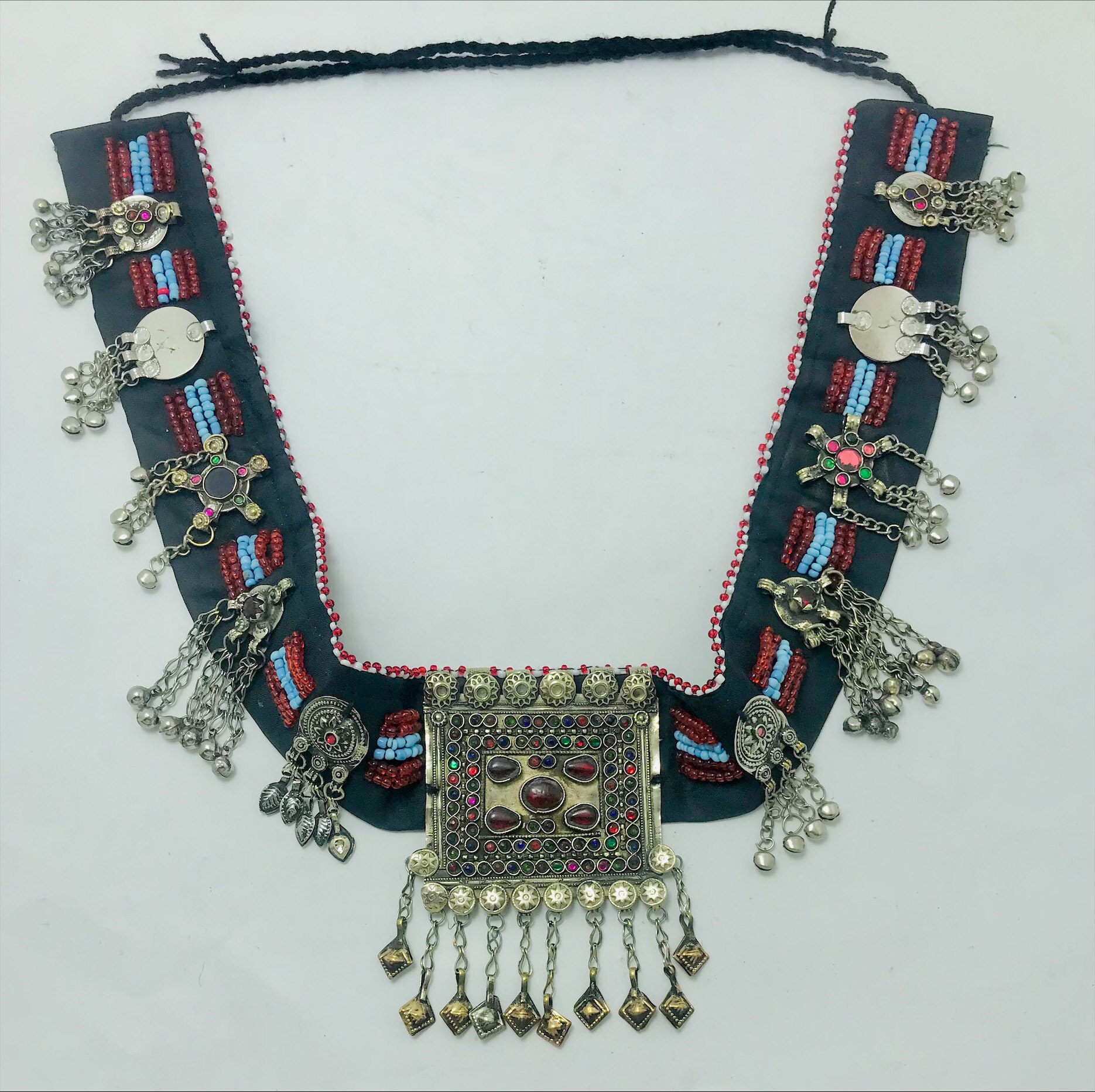 Handmade Kuchi Belly Dance Belt: Vintage Coins & Glass Beads 