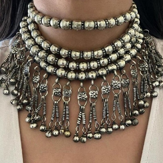 Silver metal clearance choker necklace