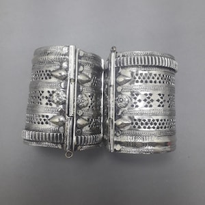 Vintage Afghan Cuff Bracelet: Kuchi Boho Belly Dance Jewelry