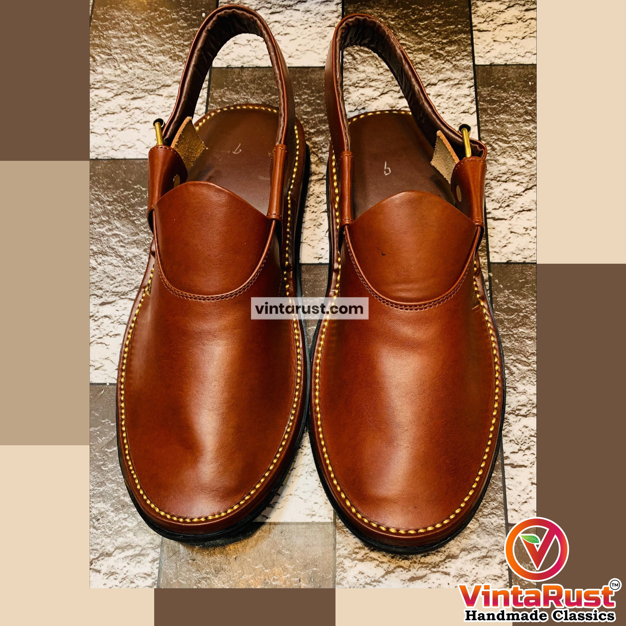 Leather Peshawari Chappal For Men, Gents Sandals, Handmade Dark Brown Chappal, Dark Brown Peshawari Chappal | Handmade Men main image 2