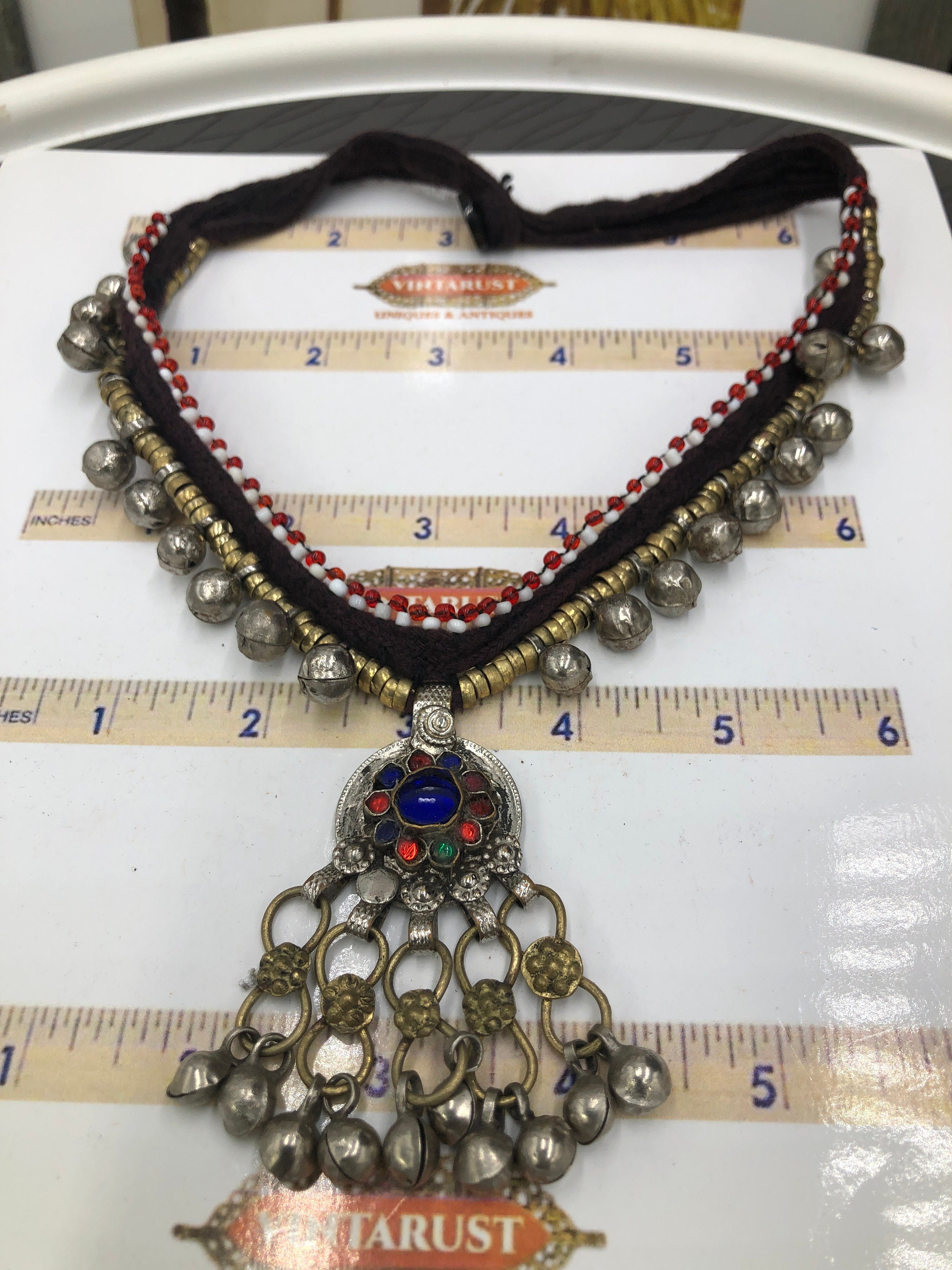 ヴィンテージ クチペンダントネックレス：アフガニスタンのベル、民族