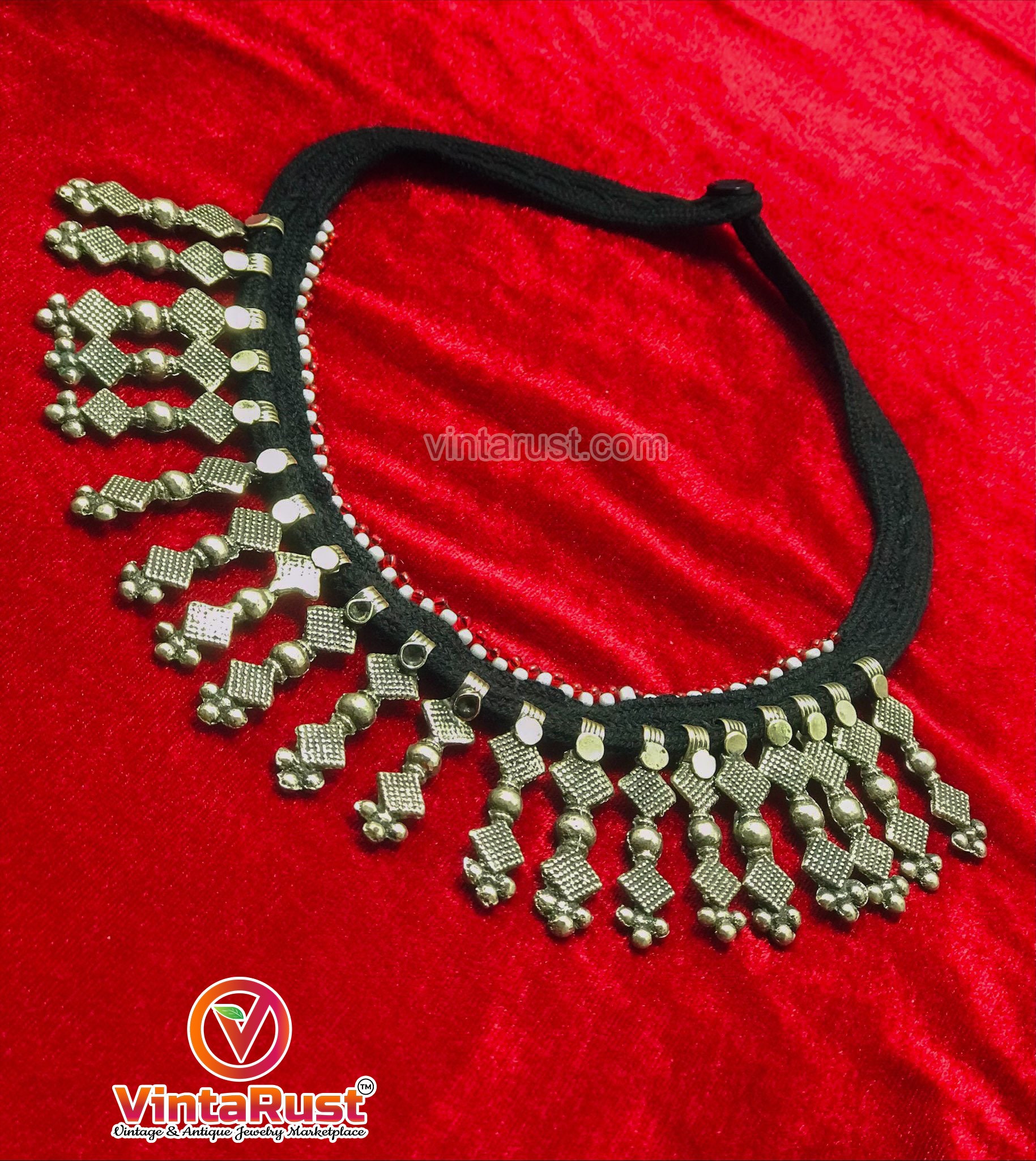 トライバルアフガンチョーカーネックレス：ヴィンテージクチ