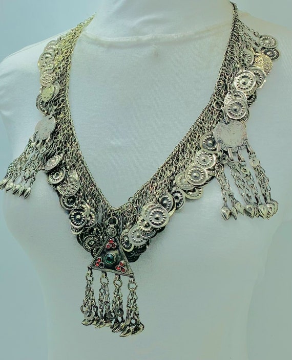 Tribal Kuchi Necklace, Silver Necklace With Dangl… - image 9