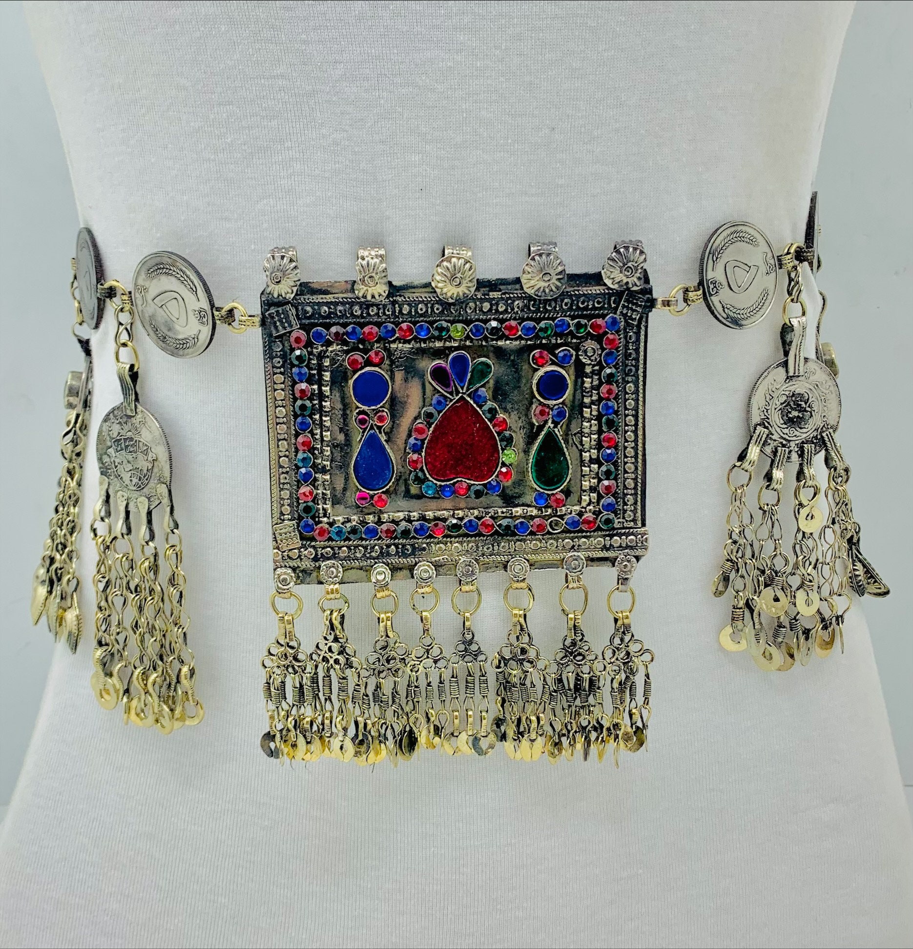 Vintage Kuchi Coin Belt, Tribal Gypsy Belly Chain, Body  display picture 1