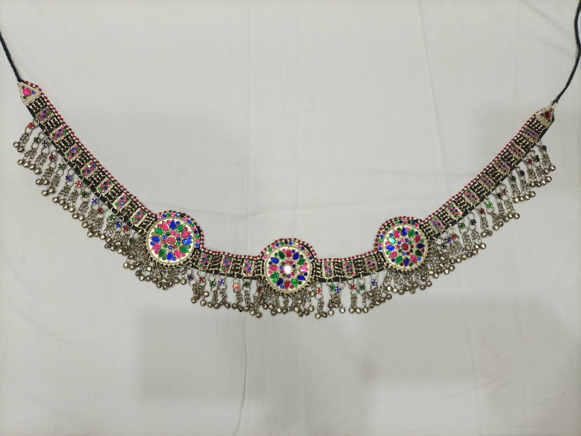 Afghani Kamar Bandh Waist Belt: Handmade Belly Chain with Glass Stones Afghani Kamar Bandh Waist Belt: Handmade Belly Chain With  main image 4