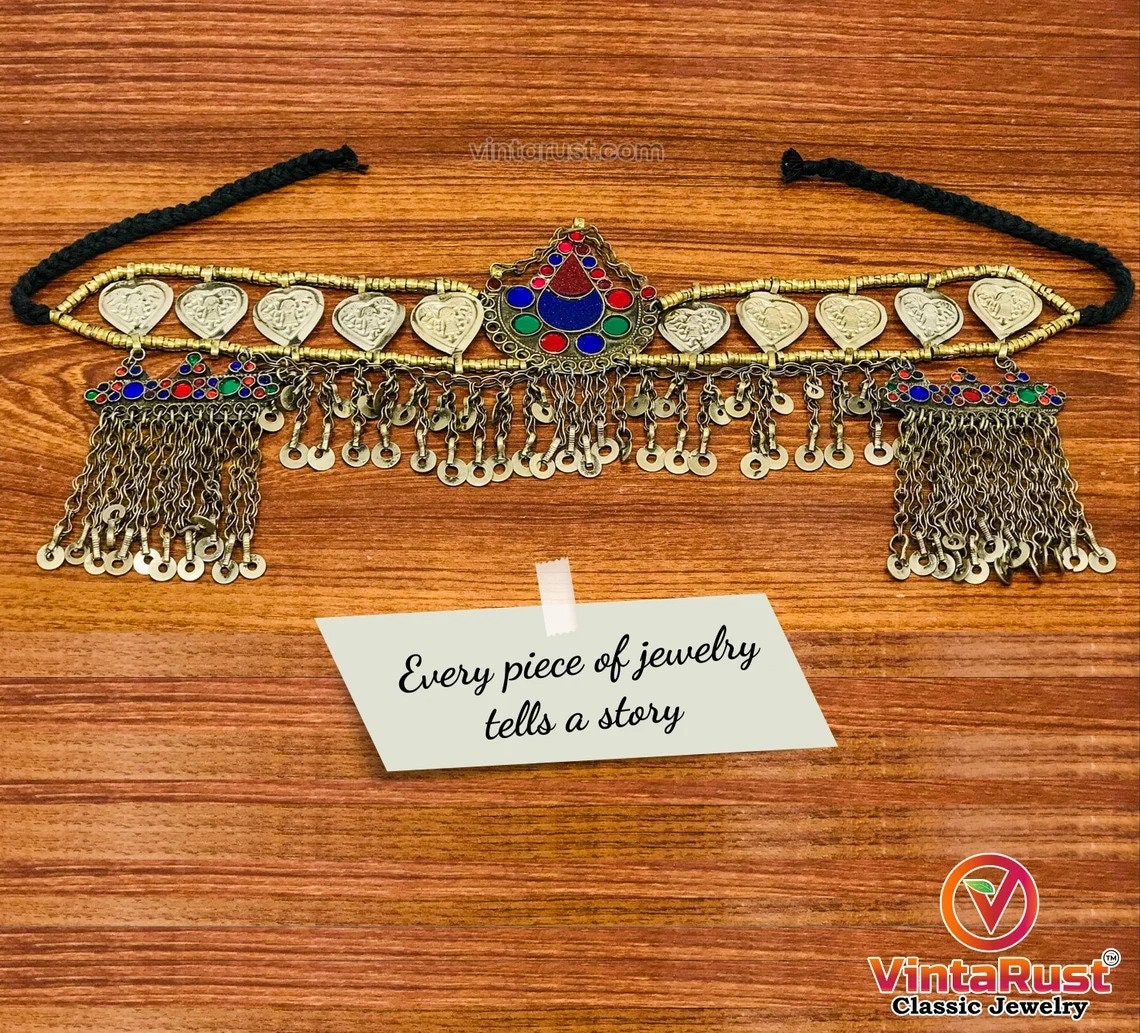 Afghan Kuchi Matha Patti: Tribal Head Piece With Silver  display picture 1
