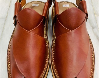 Best Quality Shoes, Handmade Traditional Brown Men's Leather Sandals, Peshawari Chappal, Comfortable Leather Footwear, Wedding Shoes