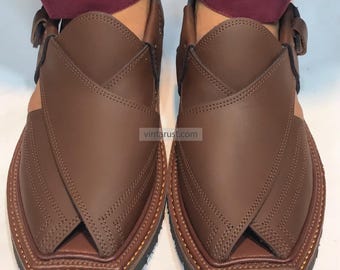 Sandalia Peshawari Chappal de cuero hecha a mano: diseño clásico de Kaptaan