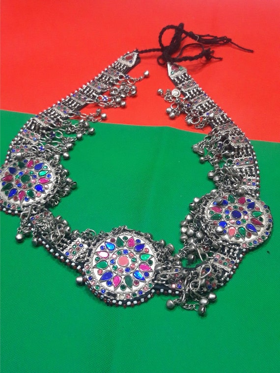 Afghani Kamar Bandh Waist Belt: Handmade Belly Chain with Glass Stones Afghani Kamar Bandh Waist Belt: Handmade Belly Chain With  main image 2