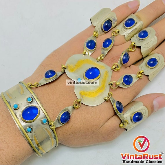 Turkmen Style Bracelet With Rings, Unique Chain an