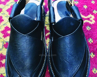 Handmade Soft Black Leather Peshawari Chappal, Genuine Leather Sandals, Black Footwear, Premium Quality Peshawri Men's Chappal