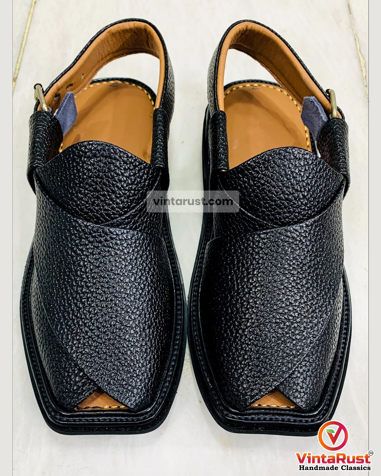 Men’s Handmade Black Peshawari Chappal, Stylish Black Leather Chappal Amazon.com | Men main image 4