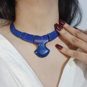 Lapis Lazuli Choker Necklace: Vintage Tribal Stone Jewelry