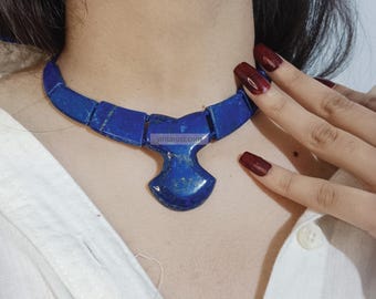 Lapis Lazuli Choker Necklace: Vintage Tribal Stone Jewelry