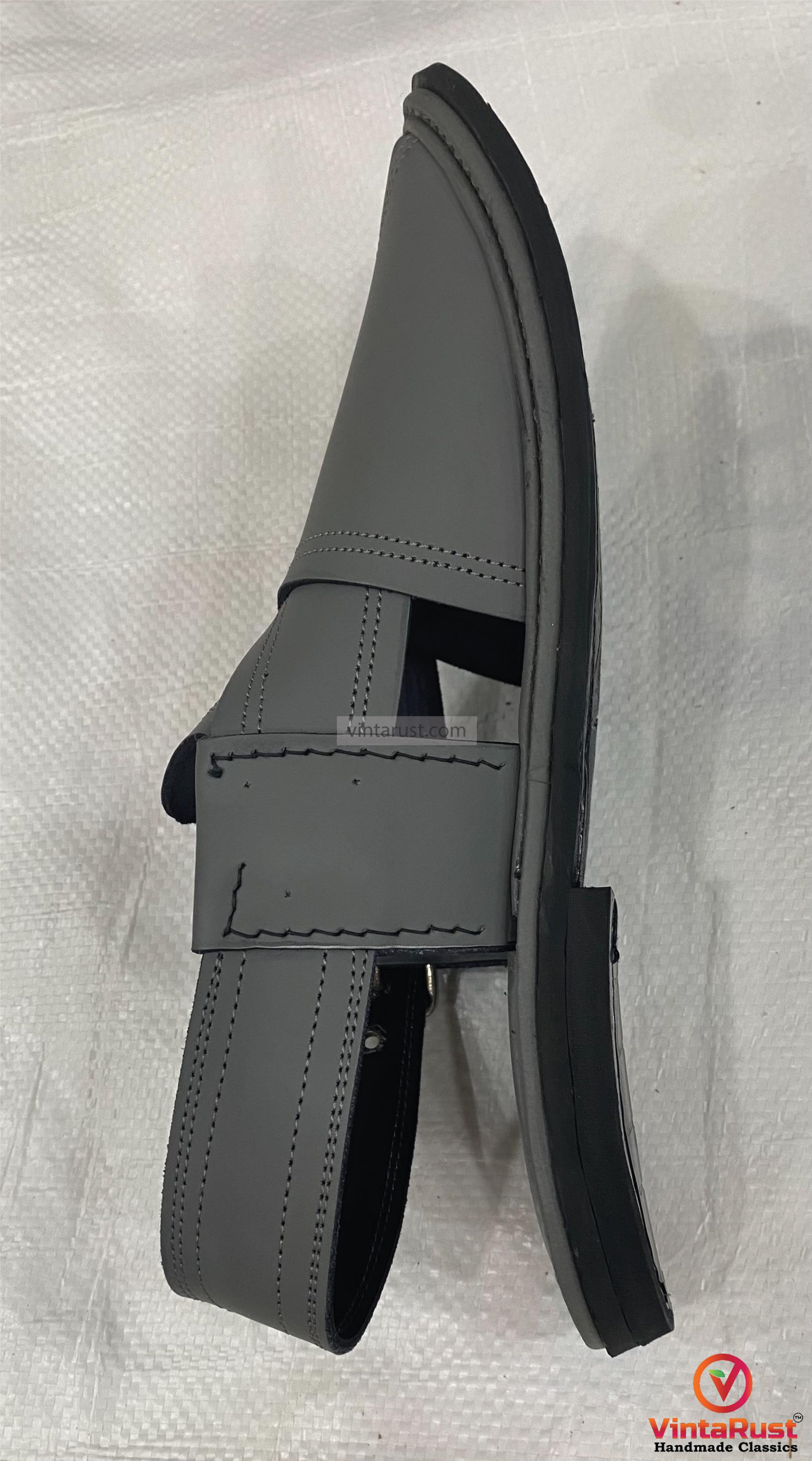 Dark Grey Leather Footwear: Authentic Handmade Gents  display picture 2