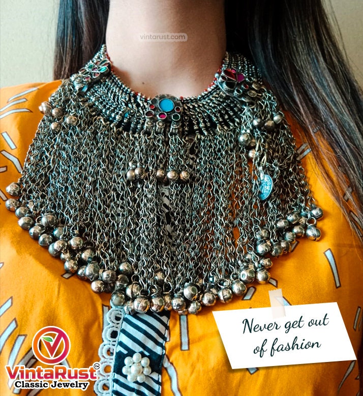 アフガン クチ チョーカー ネックレス：トライバル シルバー ベル