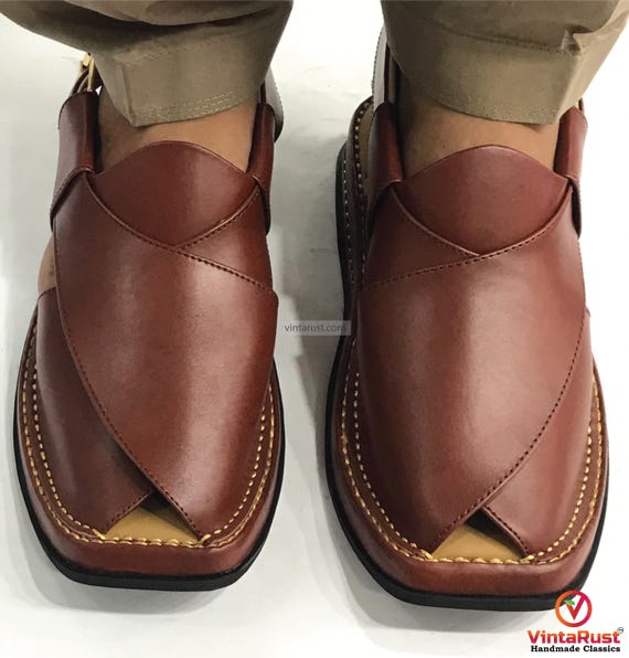 Buy Handmade Shoes Traditional Men s Leather Sandals Kaptaan Peshawari Chappal Elegant Men s Shoes Online in India Etsy